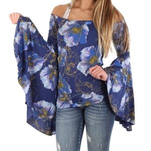 Free people off the shoulder floral bell sleeve top